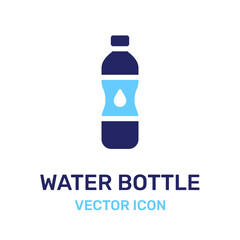 A bottle of drinking water or bottled water beverage vector. Plastic water bottle icon.