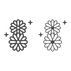 Poster - Daisies in eight shape line and solid icon, 8 March concept, chamomile flowers sign on white background, March symbol of gerbera flowers in outline style for mobile and web design. Vector graphics.