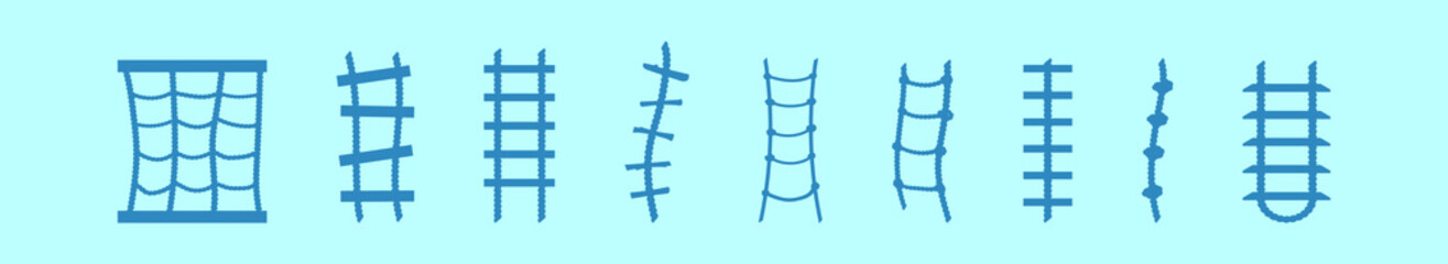 Wall Mural - set of rope ladder cartoon icon design template with various models. vector illustration isolated on blue background