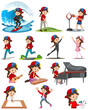 © blueringmedia - Set of a cute girl doing different activities