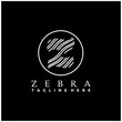 Typographic Logo Letter Z Monogram Luxury Style with Zebra Lettering Icon Isolated on Black Background
