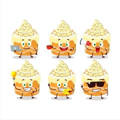 Sticker - Sweety cake melon cartoon character with various types of business emoticons