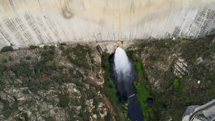 Sticker - A top view of the Almendra Dam, Spain in 4K