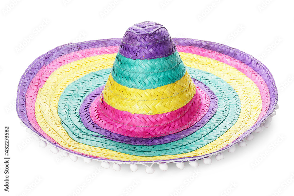 Mexican sombrero on white background