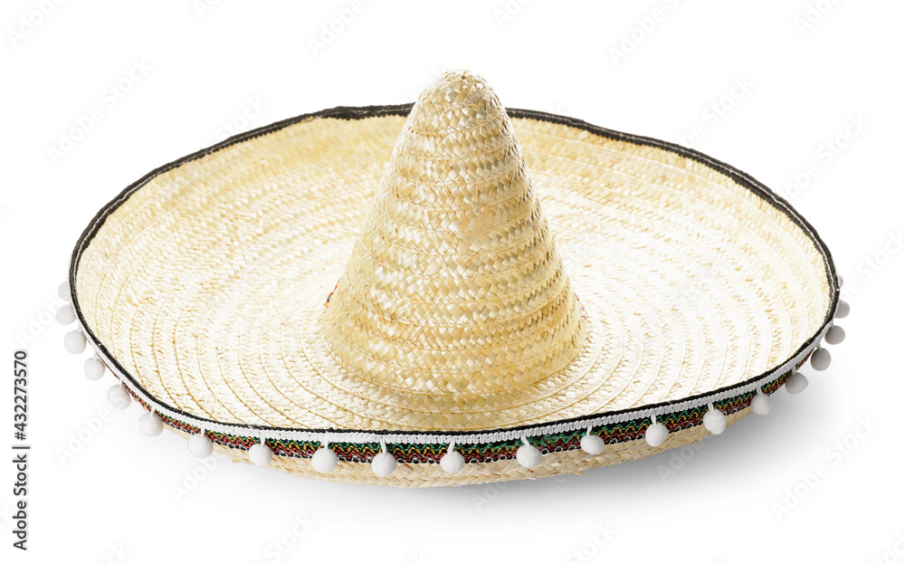 Mexican sombrero on white background