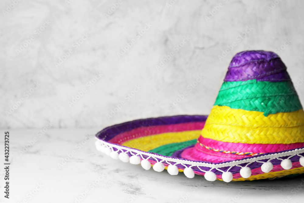Mexican sombrero on light background