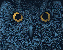 Eagle-owl Portrait. Hand Drawn Engraving. Editable Vector Vintage Illustration. 8 EPS