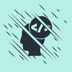 Black Web design and front end development icon isolated on green background. Glitch style. Vector