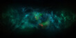 © Bluee - Green and blue space background with nebula and stars. Environment 360 HDRI map. Equirectangular projection, spherical panorama. 3d illustration. Colorful outer space