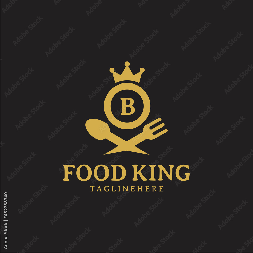 Initial letter B King food Logo Design Template. Illustration vector ...