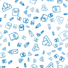 Poster - Set line Express envelope, Upload inbox and Document and pen on seamless pattern. Vector