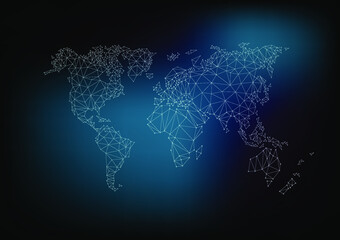 Aufkleber - Digital world map model in cross line pattern for computer display or digital media.