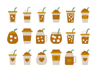 Wall Mural - Iced coffee cup icon. Flat design coffee mug.