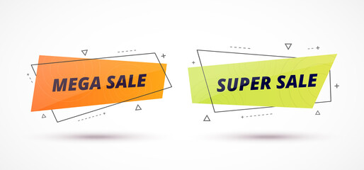 Wall Mural - sale banners set. geometric shapes with promo text. vector illustration