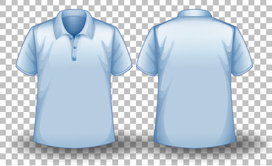 Sticker - Front and back of blue polo shirt on transparent background