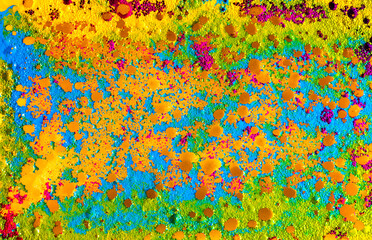Canvas Print - abstract full color water color on yellow sponge texture background