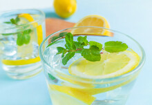 Refreshing Drink With Lemon And Ice
