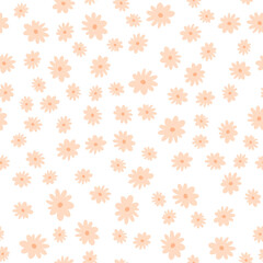 Wall Mural - Vector floral pattern in doodle style with flowers and leaves. Gentle, spring floral background.