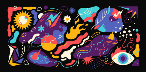 Poster - Abstract modern style illustration made of various colorful shapes. Vector illustration.