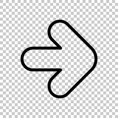 Poster - Arrow, direction or pointer, simple icon. Black editable linear symbol on transparent background