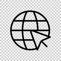 Poster - Website in internet, globe with arrow, online world, web icon. Black editable linear symbol on transparent background