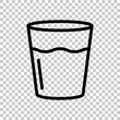 Glass of water, cup with drink, simple icon. Black editable linear symbol on transparent background