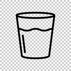 Glass of water, cup with drink, simple icon. Black editable linear symbol on transparent background