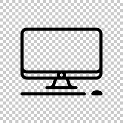 Poster - Desktop computer, simple icon. Black editable linear symbol on transparent background