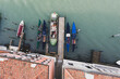 Top view on a gondolas and boats docking, Venice, Italy