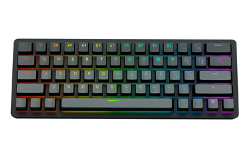 Poster - Black computer keyboard with rgb colors isolated on white background.