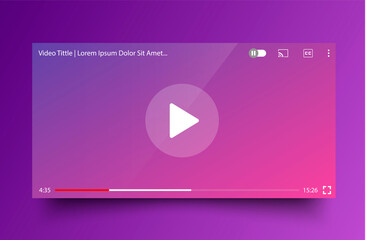 Poster - Colourful multimedia frame template. Mock up online video player. Life stream window. On the purple background. All objects are isolated Easy to Edit. Suitable for web design. Vector illustration 