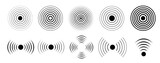 Fototapeta  - Sonar sound waves icon set. Vector.