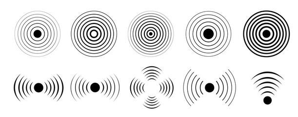 Sonar sound waves icon set. Vector.