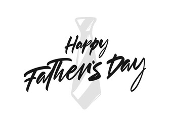 Fototapete - Vector Hand lettering of Happy Father's Day with hand drawn tie on white background.
