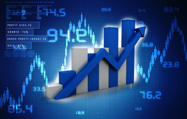 3d rendering Stock market online business concept. business Graph 
