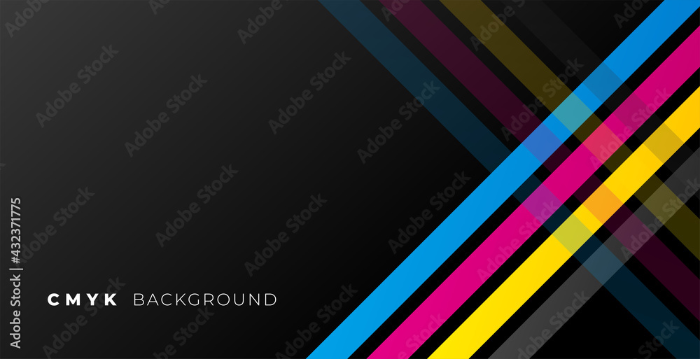 abstract black background with cmyk lines - obrazy, fototapety, plakaty 