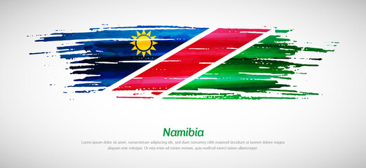 Wall Mural - Artistic grungy watercolor brush flag of Namibia country. Happy independence day background