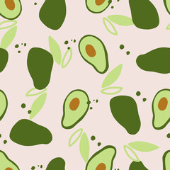 Wall Mural - Avocado hand-drawn seamless pattern in abstract style