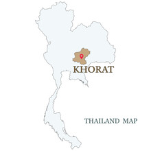 Maps Of Thailand With Red Maps Pin On Khorat (Korat) Or Nakhon Ratchasima Province 