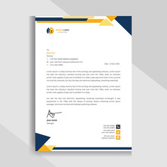Wall Mural - Corporate letterhead Design Template, Yellow & Blue Fully Editable Professional Letterhead