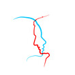 © EvgeniyBobrov - Detailed beautiful woman and man face profile in one line on white