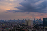 Fototapeta Zwierzęta - Beautiful Scenery of Jakarta Skyline from Kemayoran during sunrise and daylight