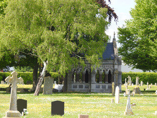 View of the old cemetery and the decorative religious building