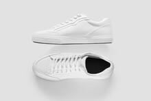 Mockup Of The Side And Top Of White Generic Sneakers