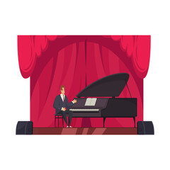 Canvas Print - Pianist Flat Illustration