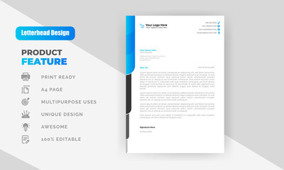 Wall Mural - Business letterhead template design in flat style