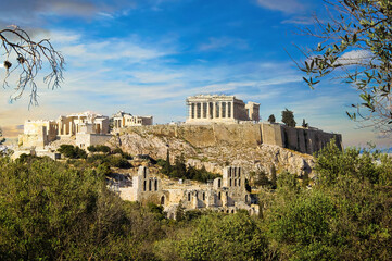 Canvas Print - The Acropolis of Athens with the Parthenon, the Temple of goddess Athena