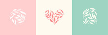 Vector Set Of Floral Elements Design.  Modern Illustration With Leaves For Template, Logo, Print Design, Social Media.