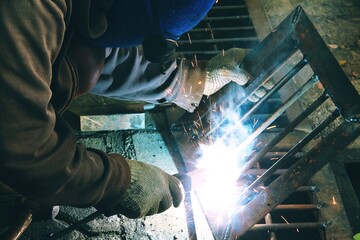 welder welding steel