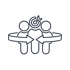 Poster - People, target, arrow. Leader concept, teamwork, business coach. Vector icon isolated on white background. 
